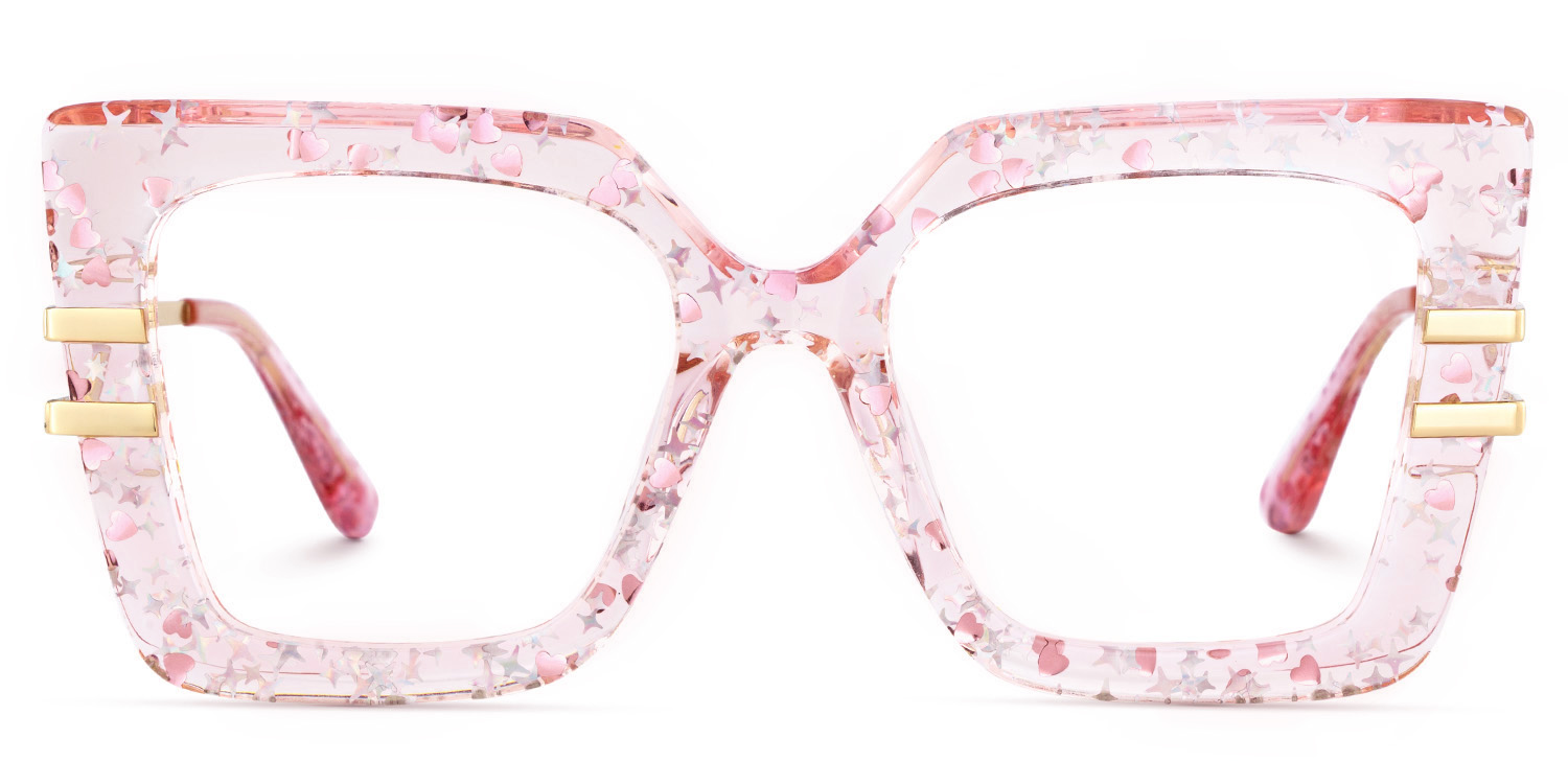 Thick Square Frame Glasses With Shiny Star0