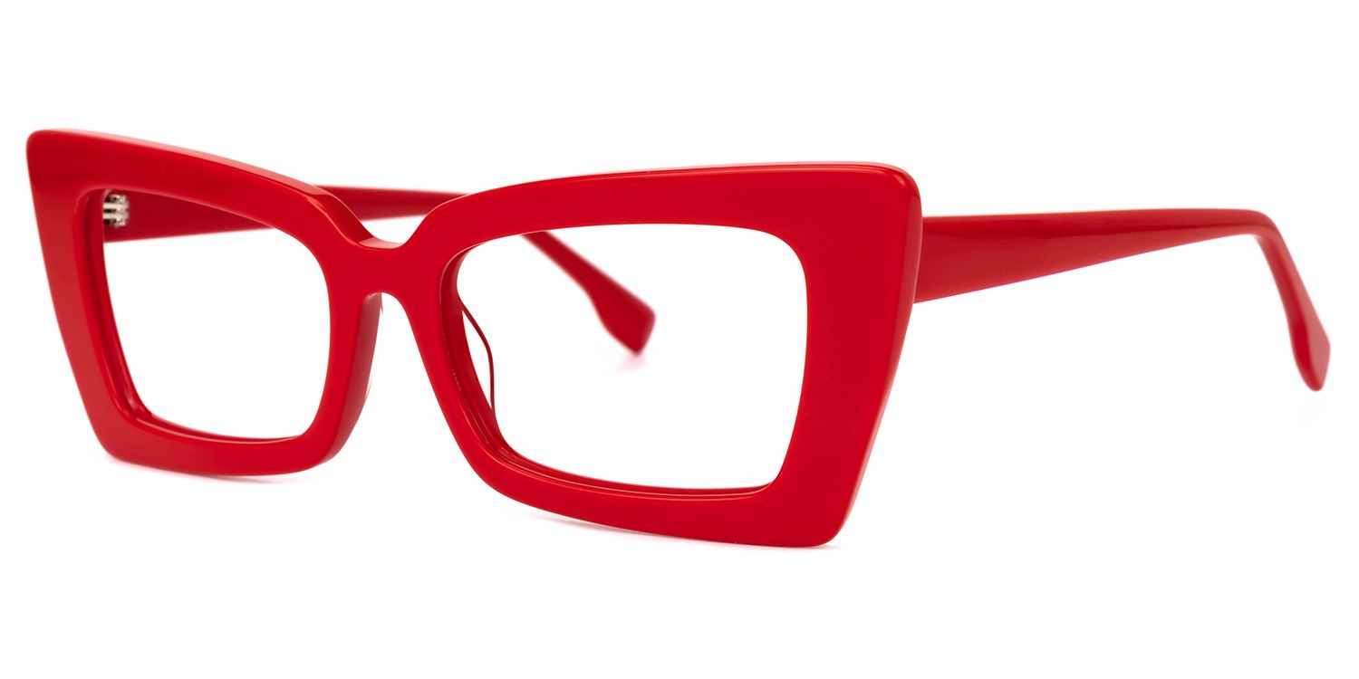 Newell Bright Red Rectangle Large Frame Glasses | ZEELOOL UK1