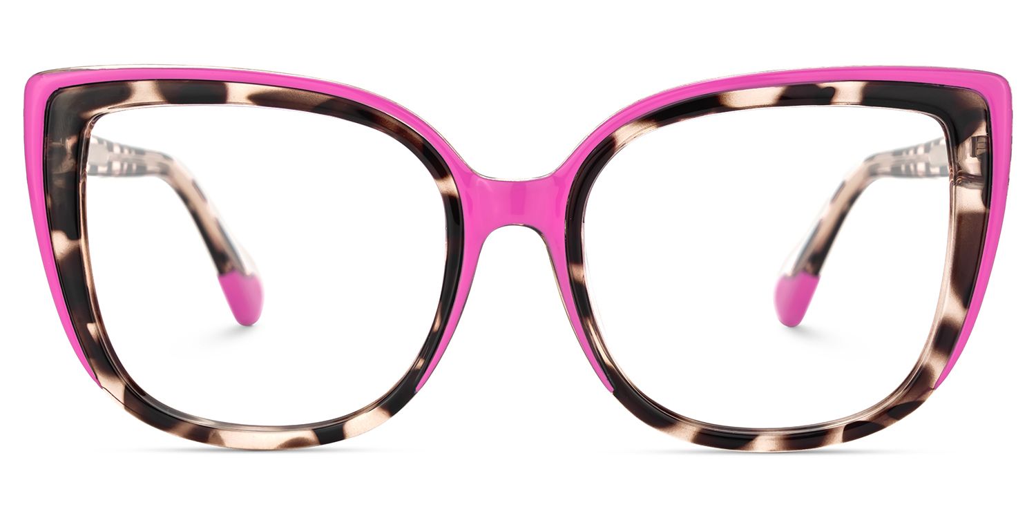 Large Cat Eye Glasses with Pink and Tortoise Frame0