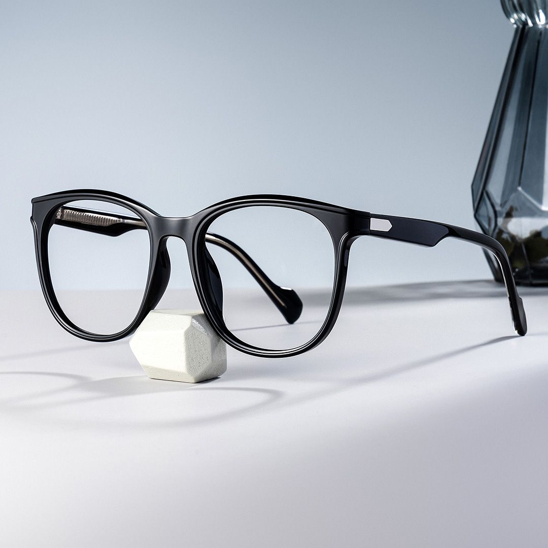 Thin Frame Black Glasses With Round Shape0