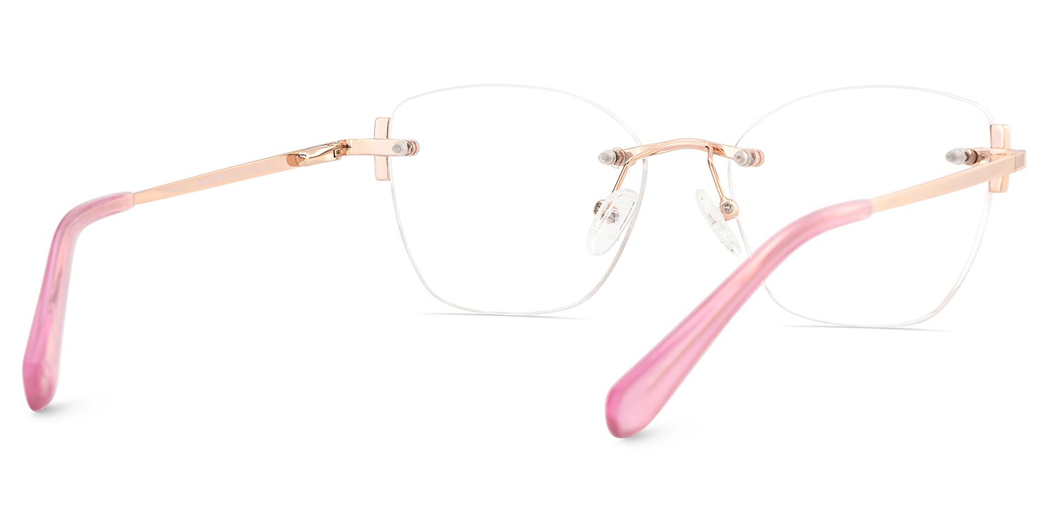Pink Rectangle Jaxon Eyeglasses with Rimless | ZEELOOL UK5
