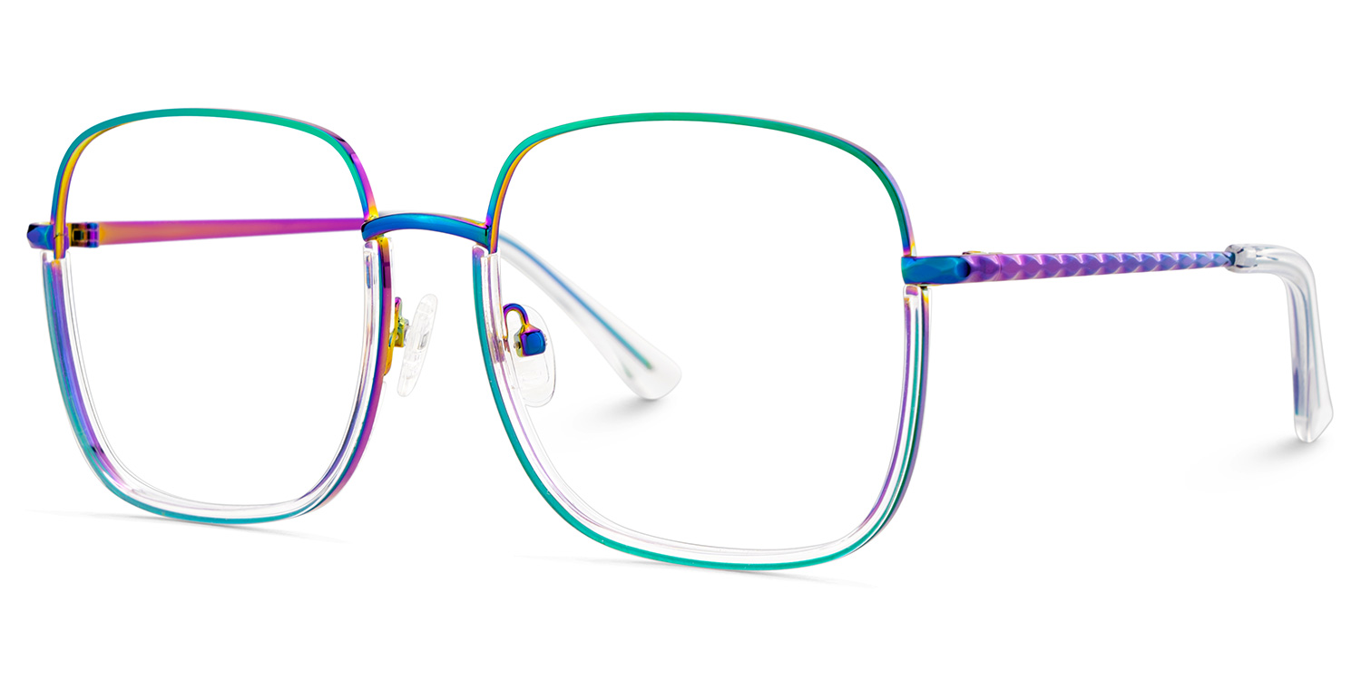 Wade Square Iridescent Color Frame Glasses for Women | ZEELOOL UK3
