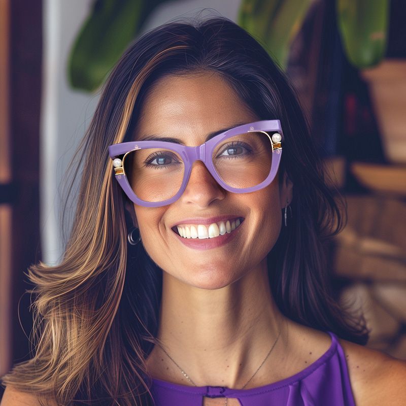 Purple Frame Blue Light Blocking Glasses with Pearl6