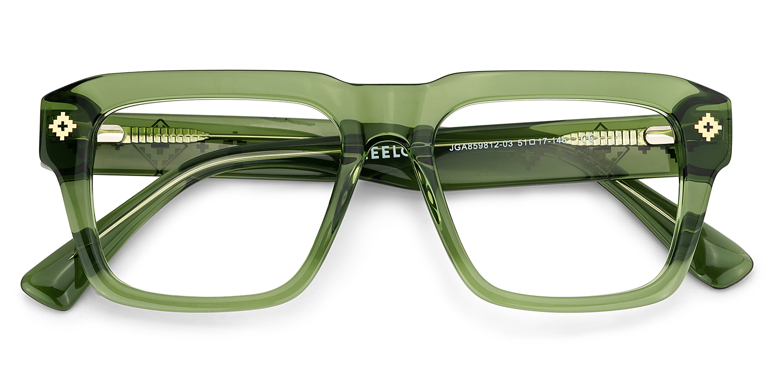 Ramdass Green Rectangle Prescription Glasses | ZEELOOL UK2