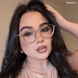 Sparkle Cateye Gold Glasses8