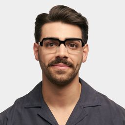 Jack Rectangle Black & Clear Glasses0