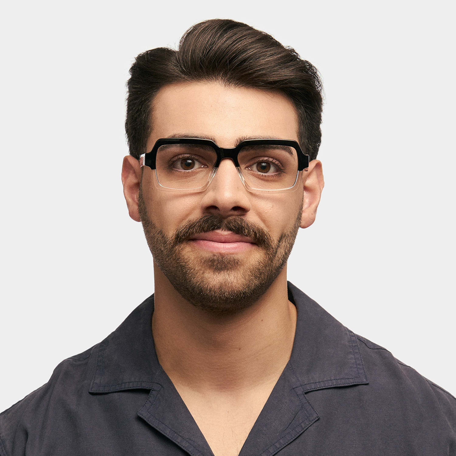 ZEELOOL Jack Rectangle Black & Crystal Glasses