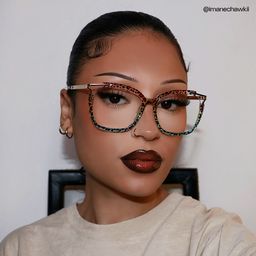 Sidibe Square Blue Leopard Glasses6