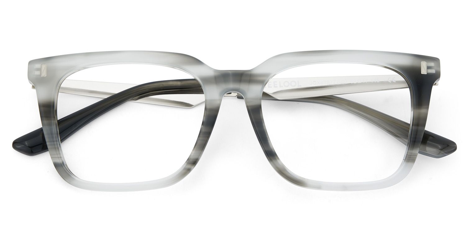 Brook Gray Rectangle Prescription Glasses | ZEELOOL UK2