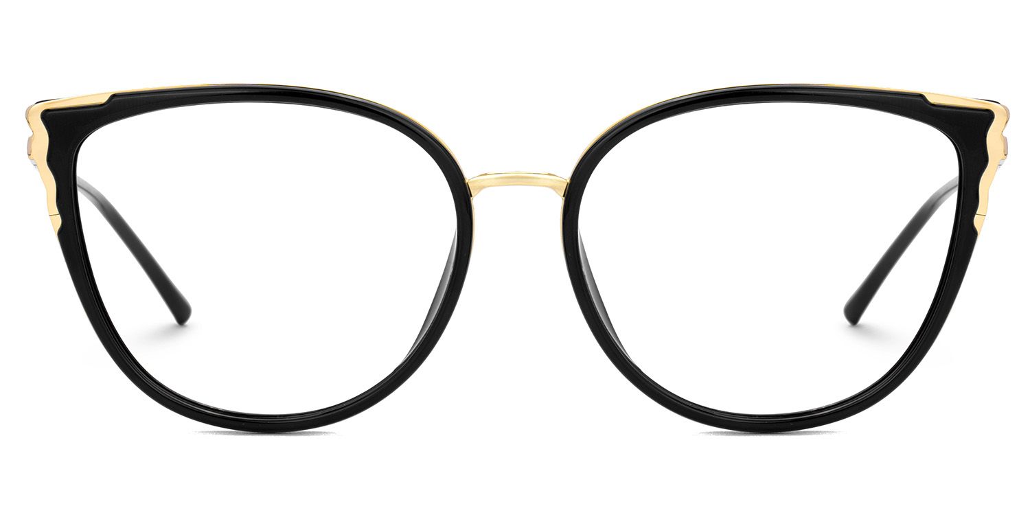 Estrada Cateye Black Eyeglasses with Mixed Materials -Zeelool0