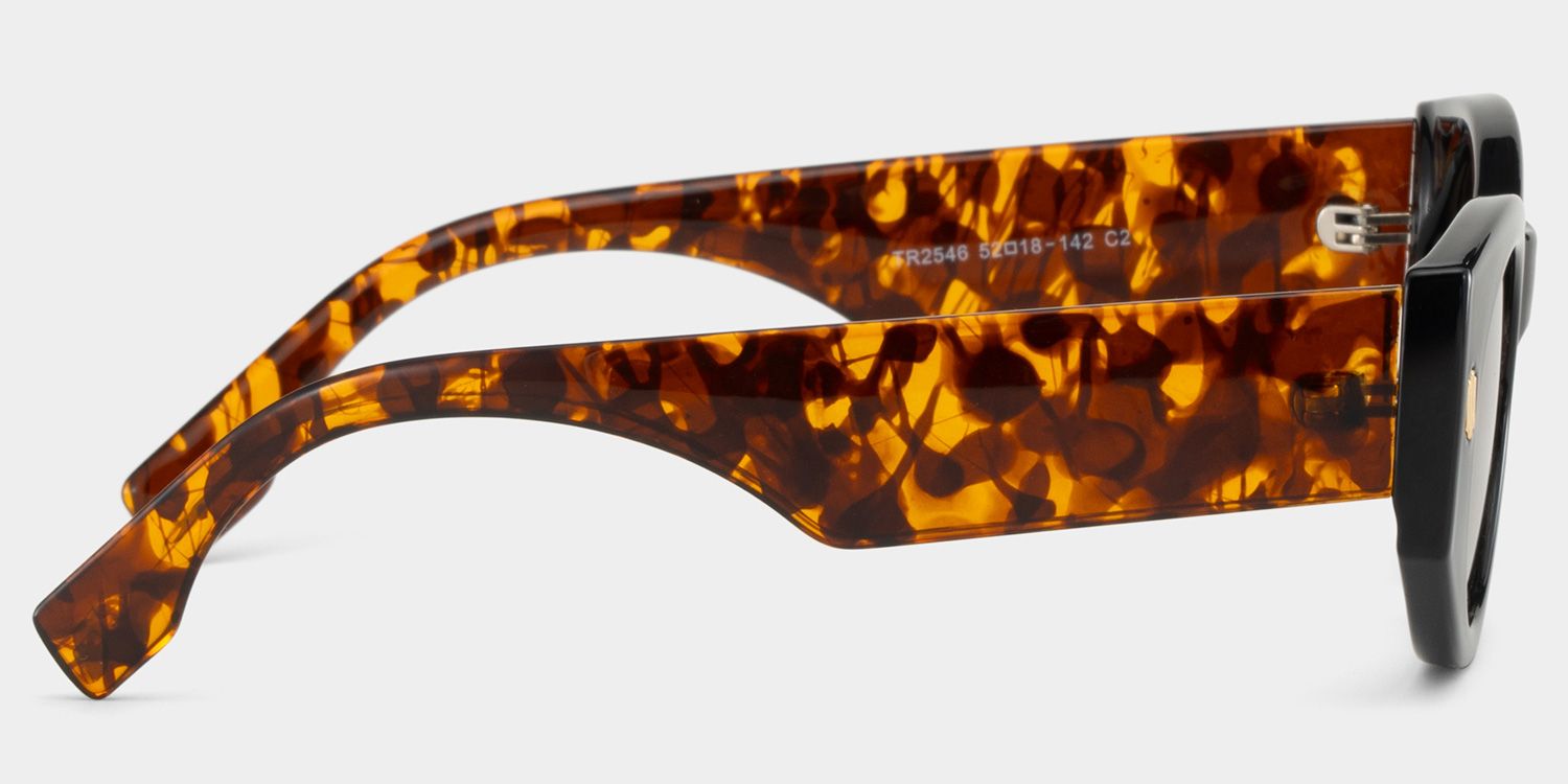 Reina Black Geometric Polarized Sunglasses for Driving | ZEELOOL UK3