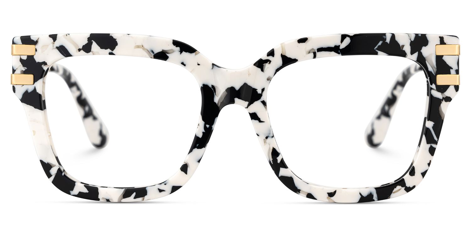 Square Cat-Eye Glasses With Cow Pattern1