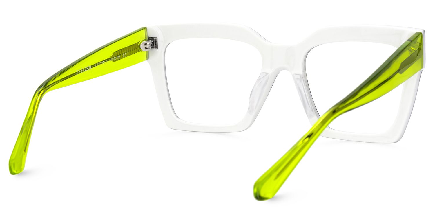 Morreen Square Prescription Glasses With Neon Green Arms | ZEELOOL UK3