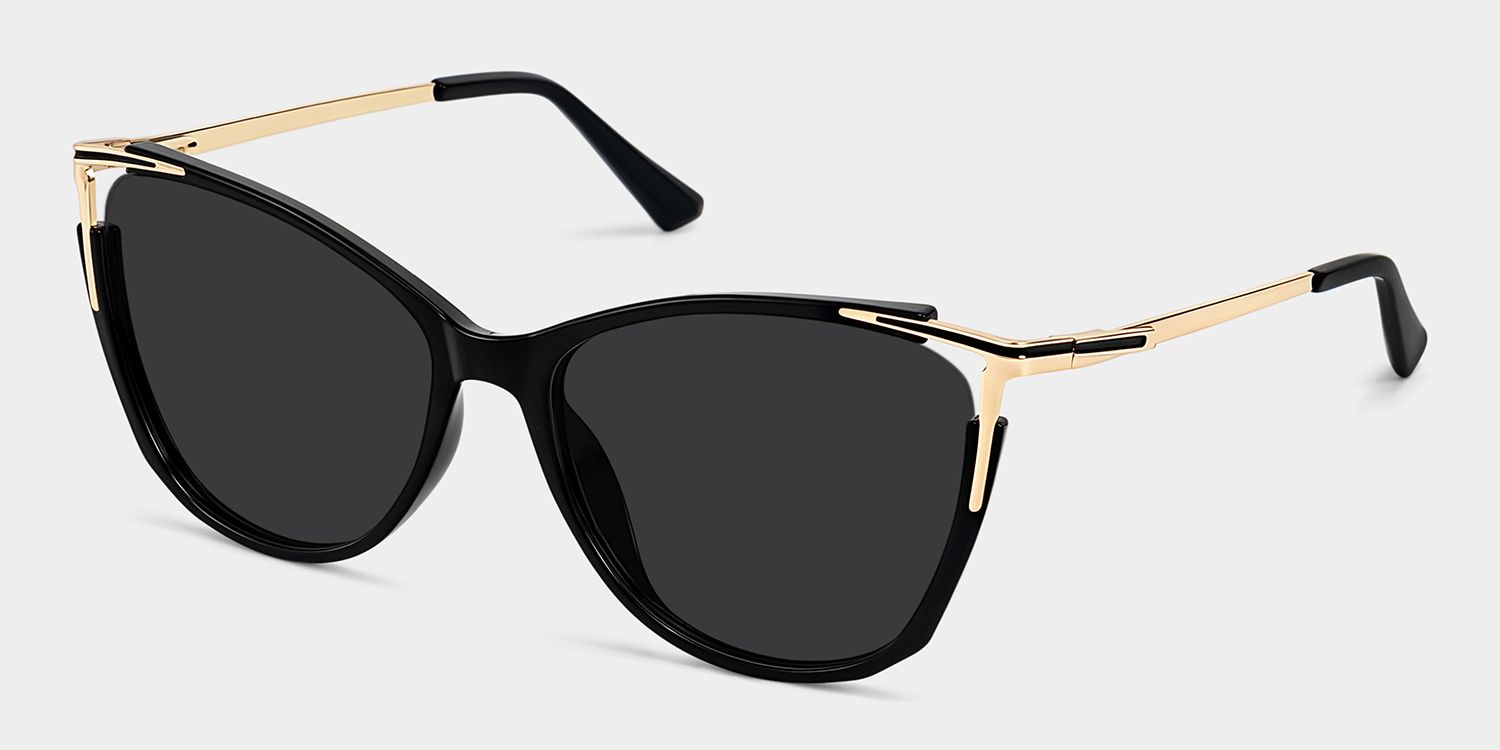 Yomary Black Frame Sunglasses with Cat Eye Style | ZEELOOL UK2