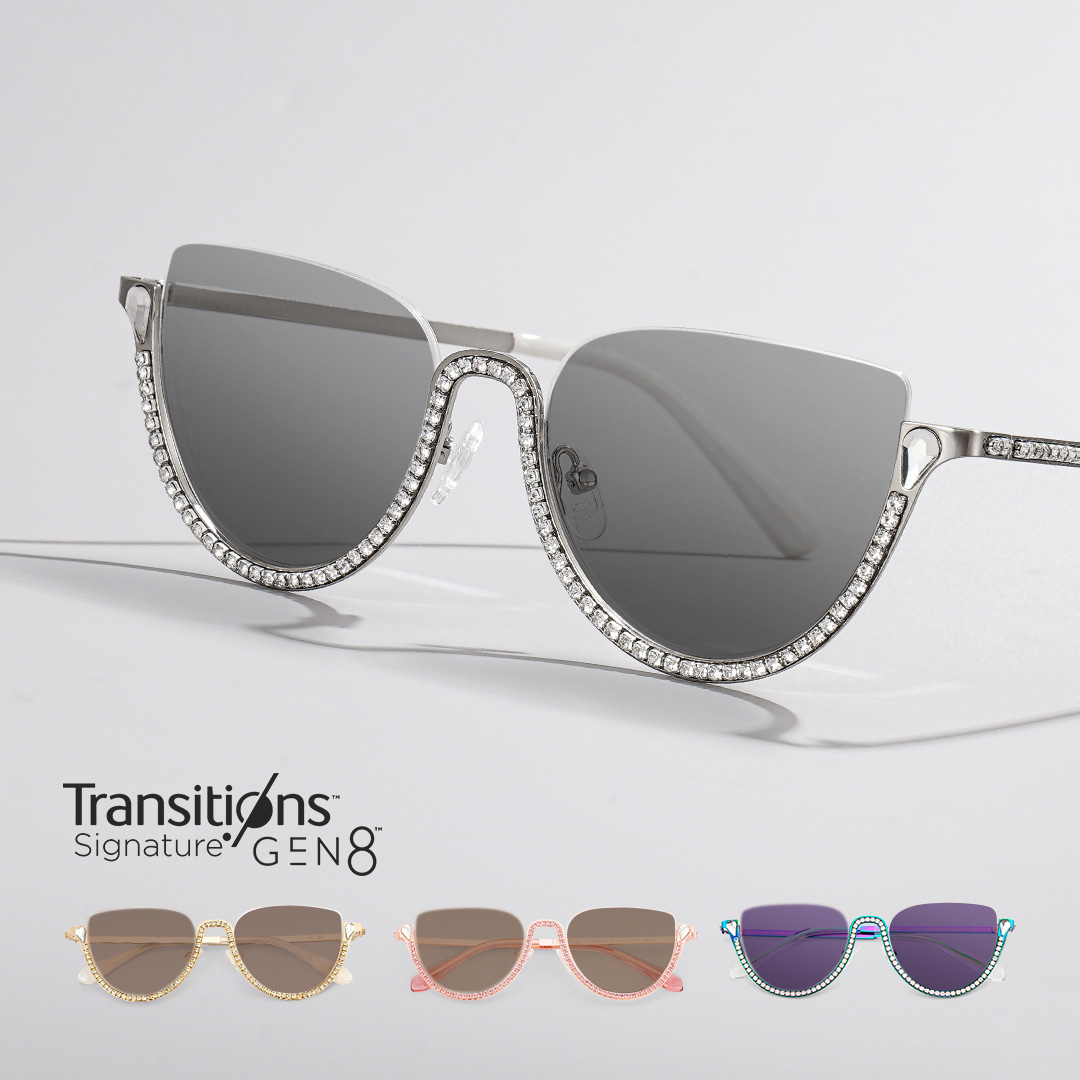 Half Frame Cat Eye Glasses With Shiny Diamonds1