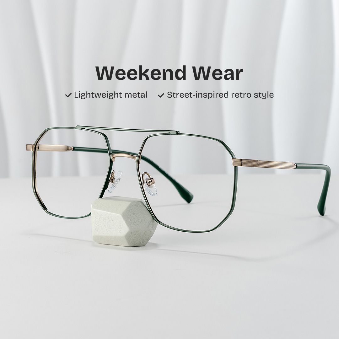 Logan Green Frame Glasses with Aviator Frame Online | ZEELOOL0