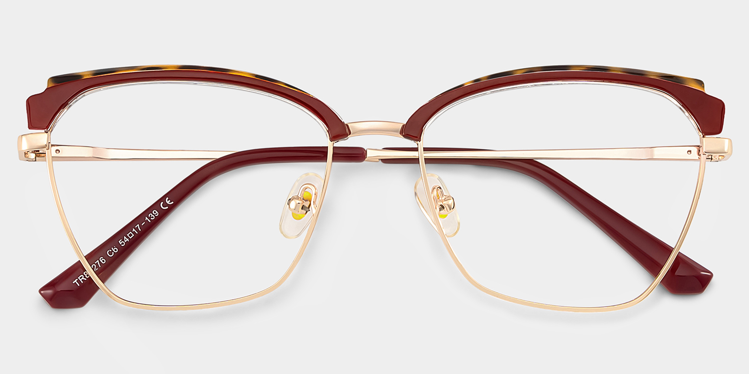 Phoebe Browline Red Frame Eyeglasses for Woman| ZEELOOL UK2