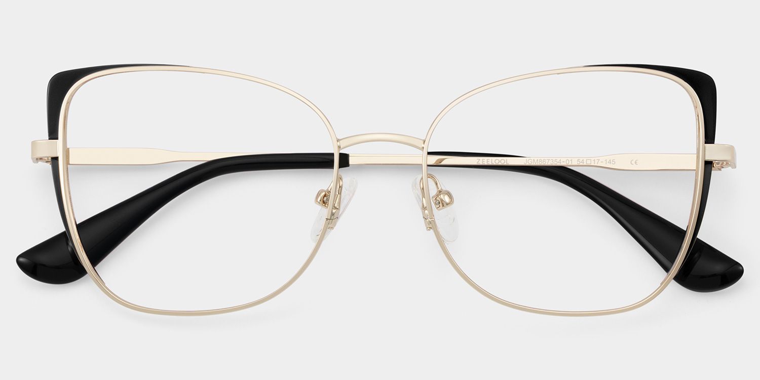 Tessa Black Gold Frame Glasses with Cat eye Frame Online | ZEELOOL UK2