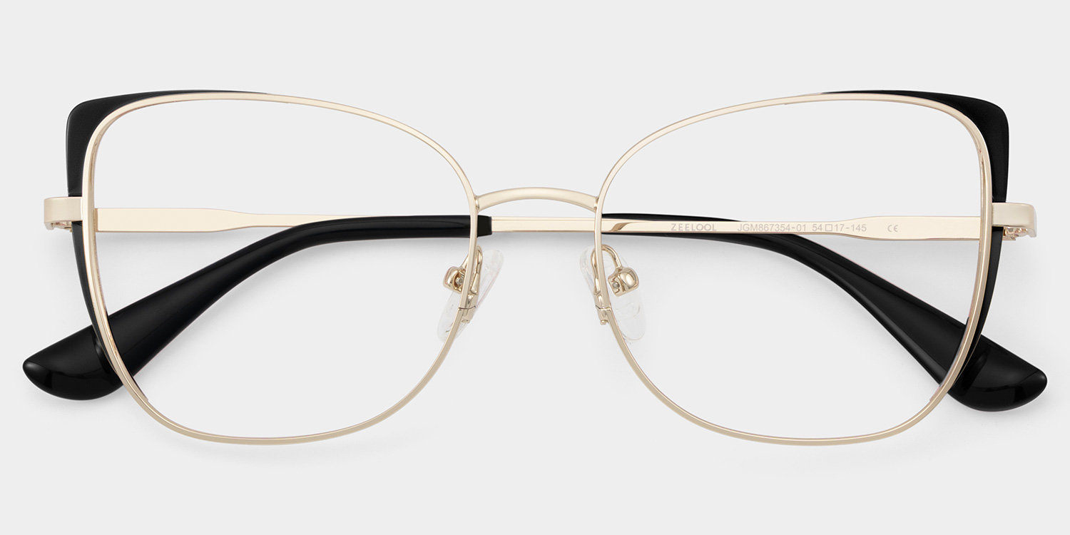 Tessa Black Gold Frame Glasses with Cat eye Frame Online | ZEELOOL UK2