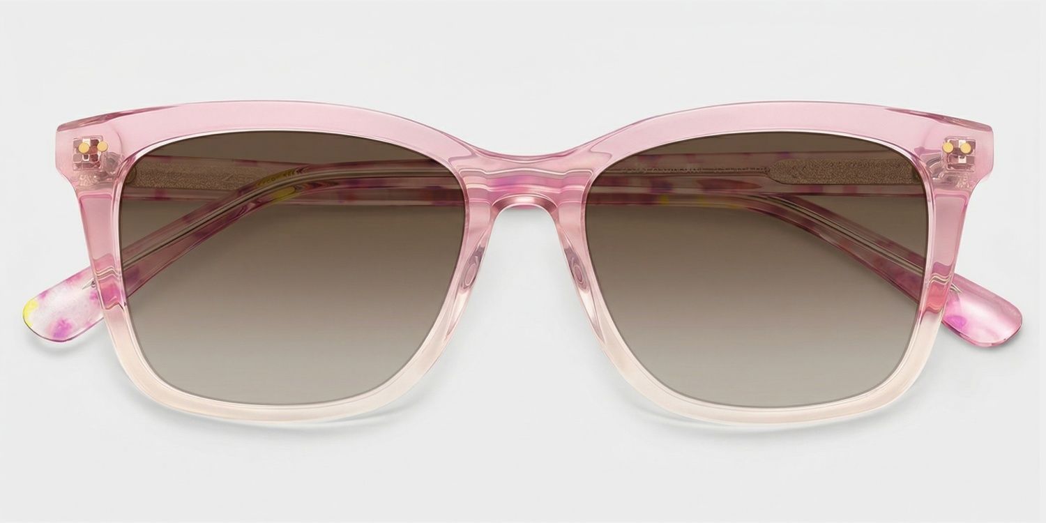 Layla Floral Pink Square Acetate Glasses for Women | ZEELOOL1