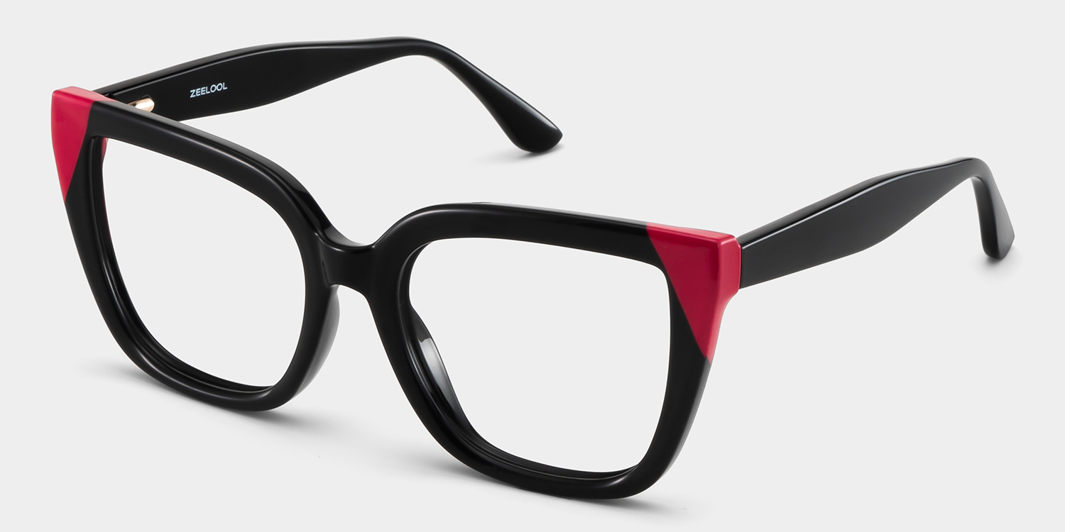 Square Black Pink Eyeglasses- Mirta Acetate Frame Glasses2