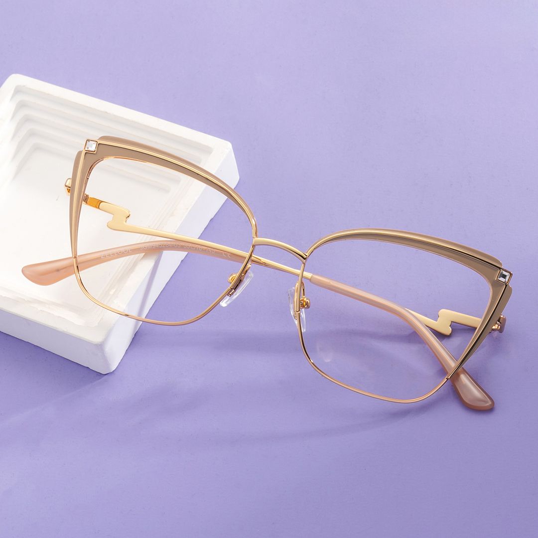 Mariely Cat Eye Brown And Gold Glasses | ZEELOOL UK0