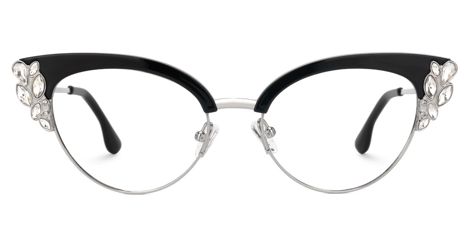 Hearn Cat Eye Black-Silver Glasses | ZEELOOL UK0