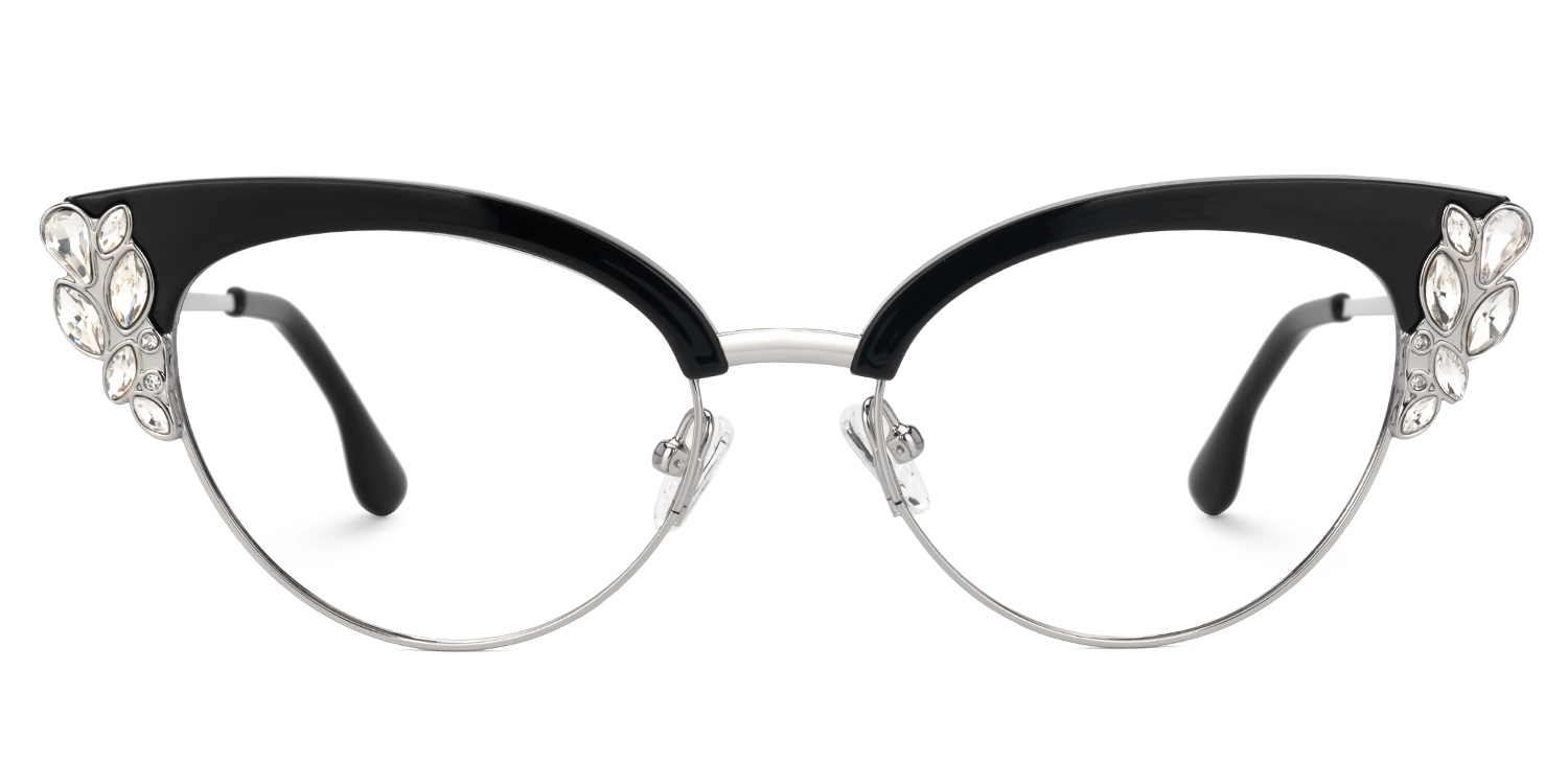 Hearn Cat Eye Black-Silver Glasses | ZEELOOL UK0