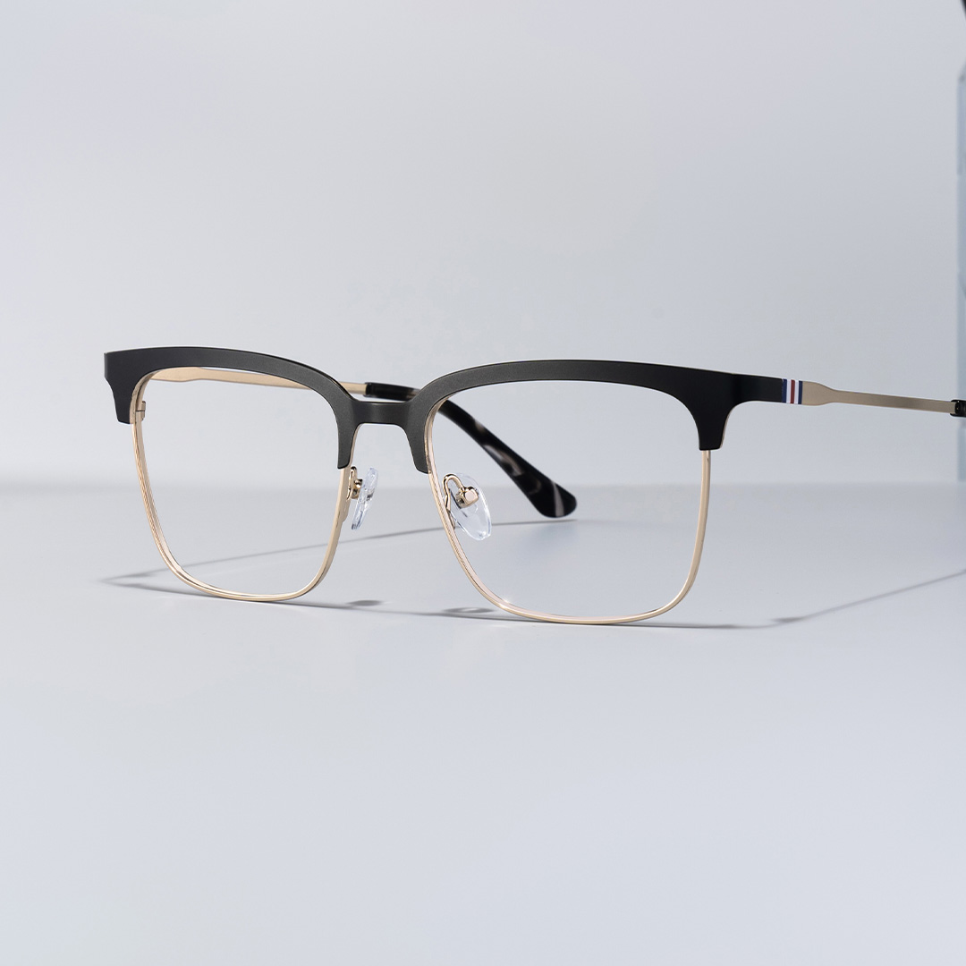 Cleo Browline Black Gold Glasses0