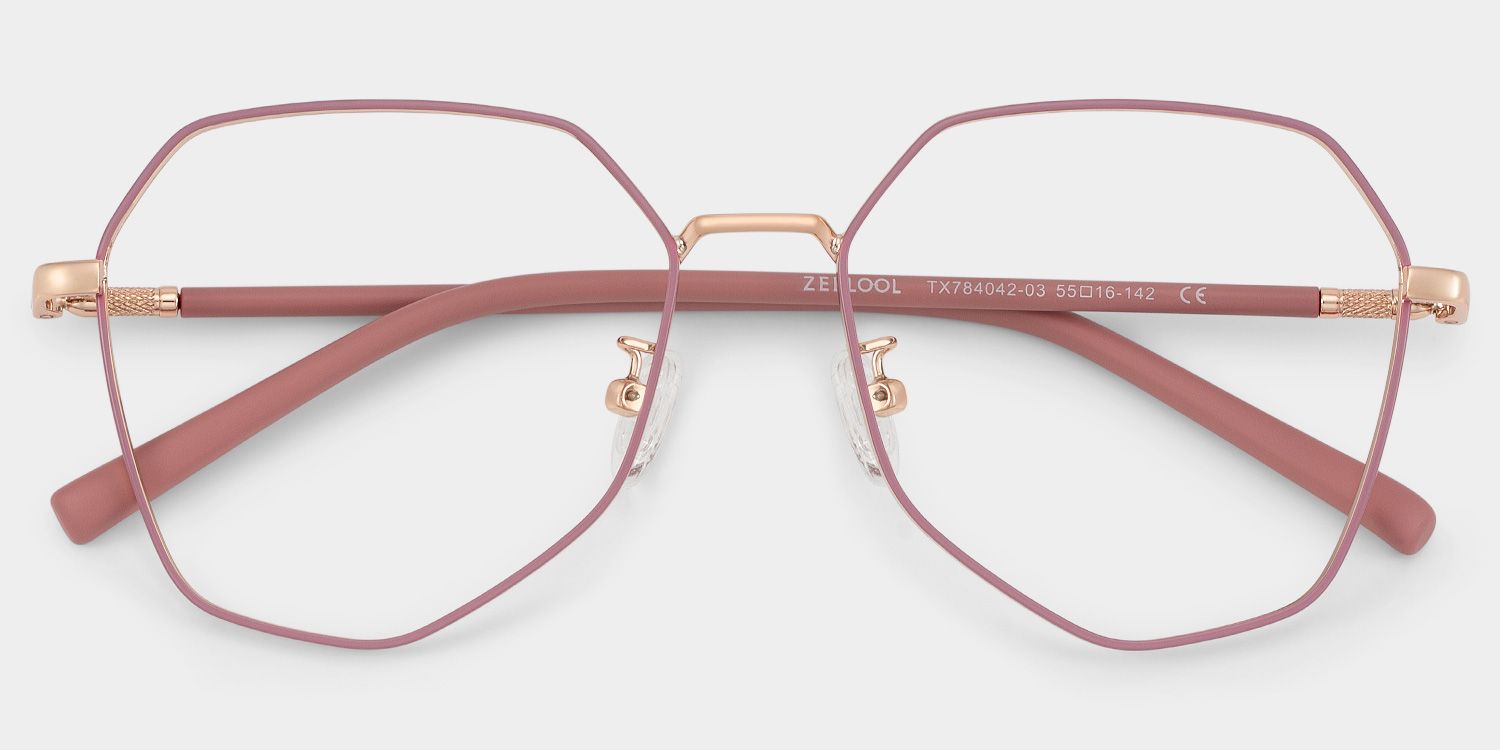 Bivins Geometric Pink Glasses | ZEELOOL UK3