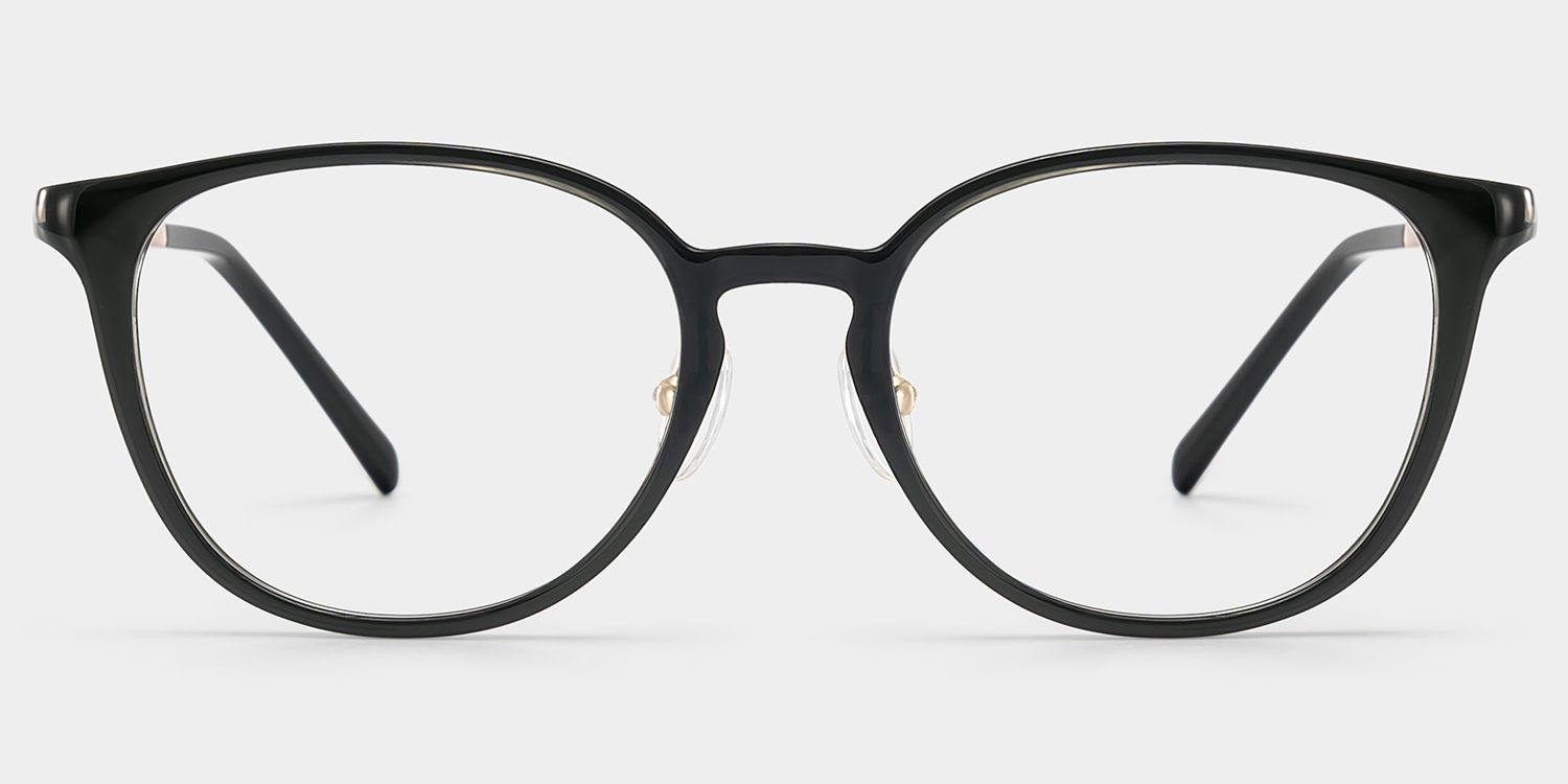 Amanda Rectangle Black Frame Glasses with Gold Trim | ZEELOOL UK1