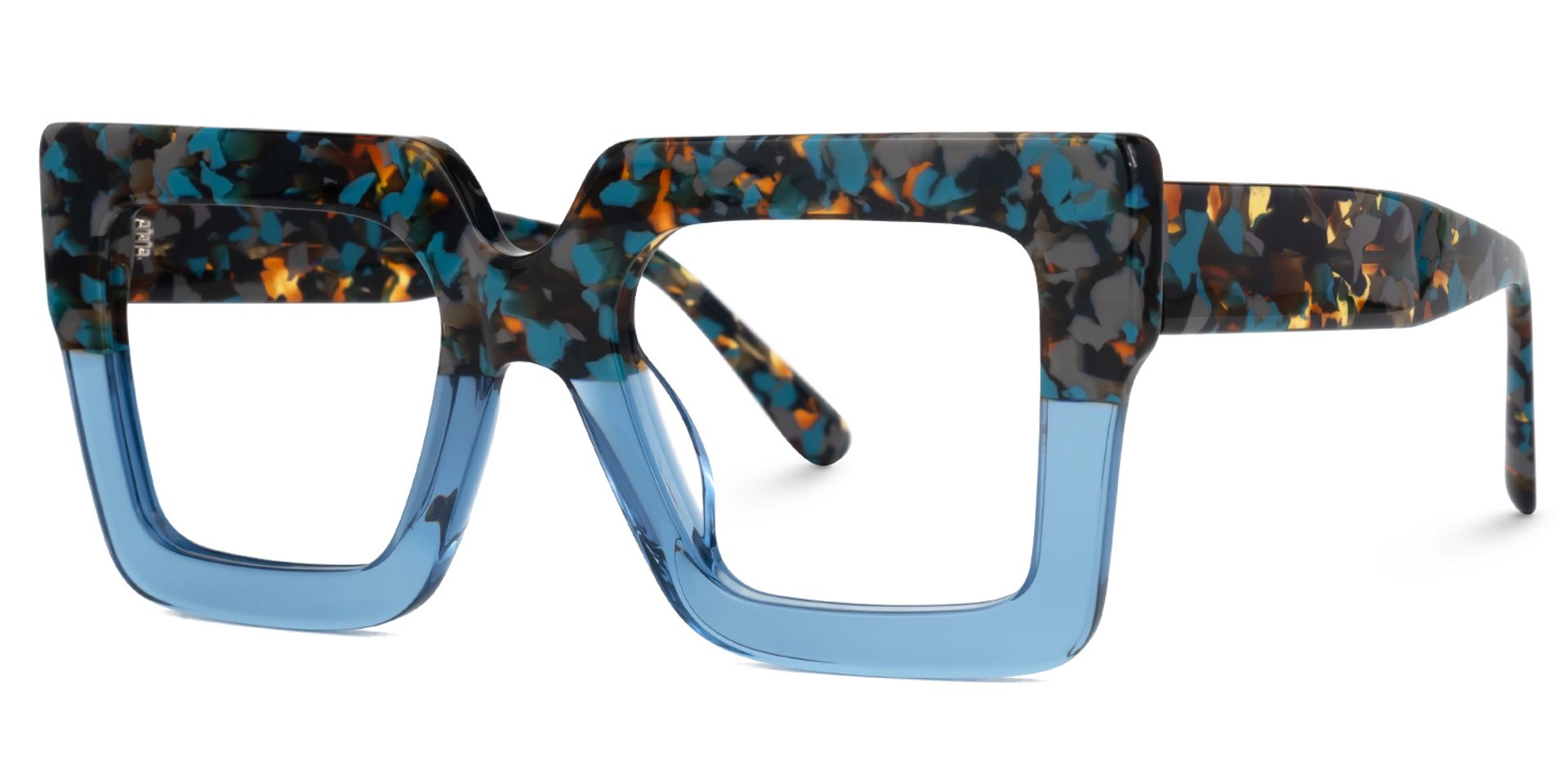 Brandon Blue Square Glasses with Chunky Acetate Frames1