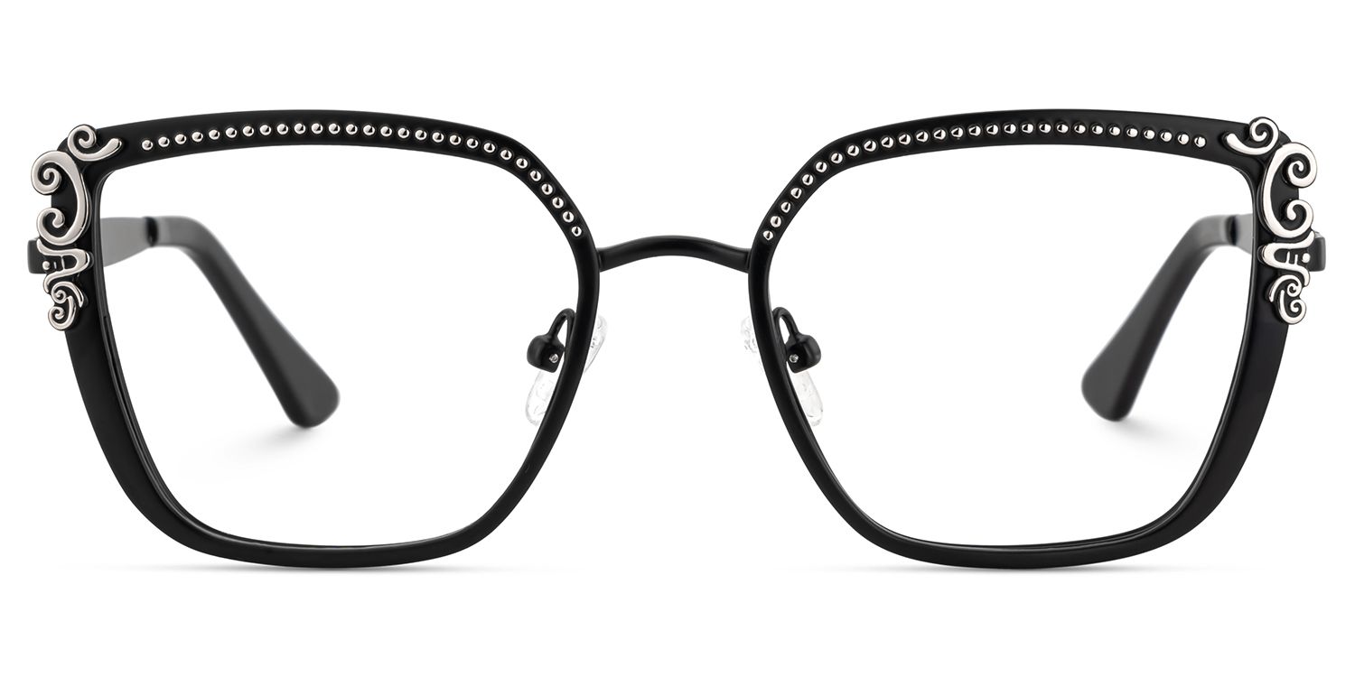 Women's Black Frame Glasses in Square Shape0