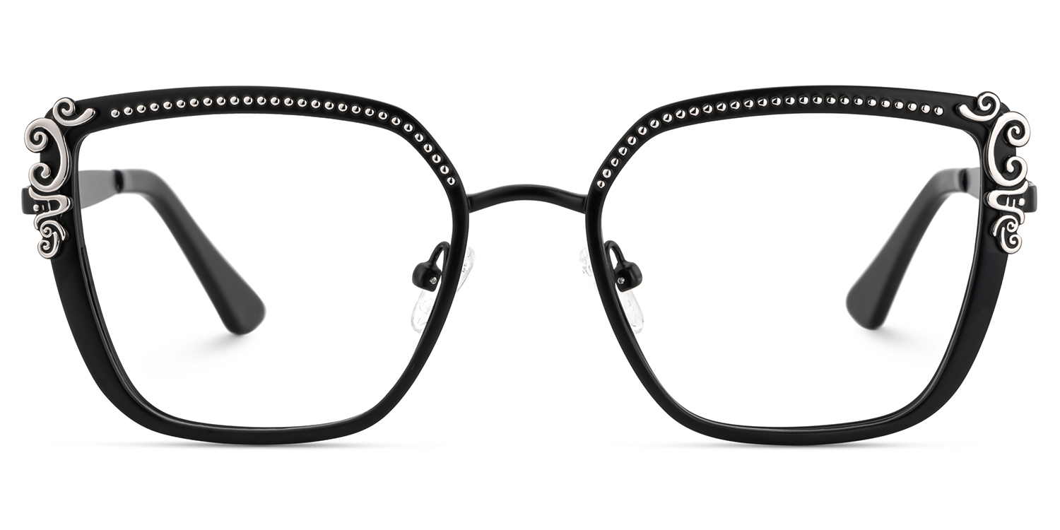 Women's Black Frame Glasses in Square Shape0