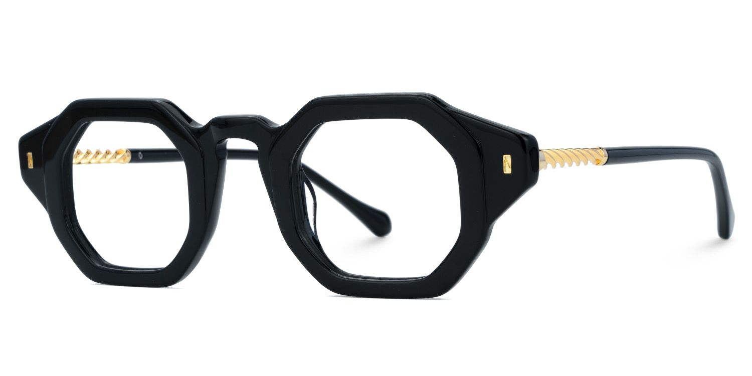 Buy Black Hexagon Shape Glasses Frames Online | ZEELOOL UK1
