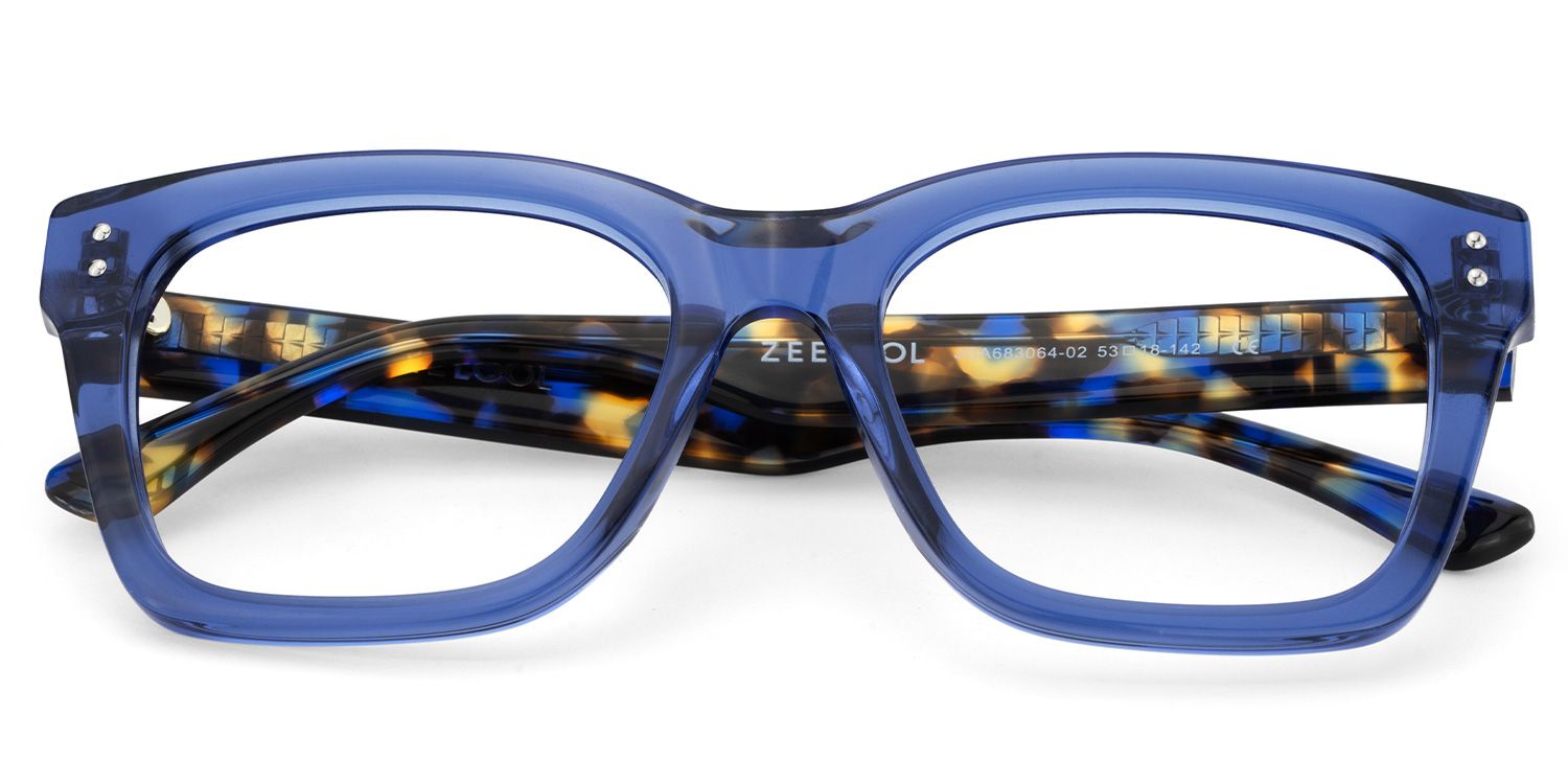 Gaydeh Transparent Blue Glasses With Rectangle Shape | ZEELOOL UK2