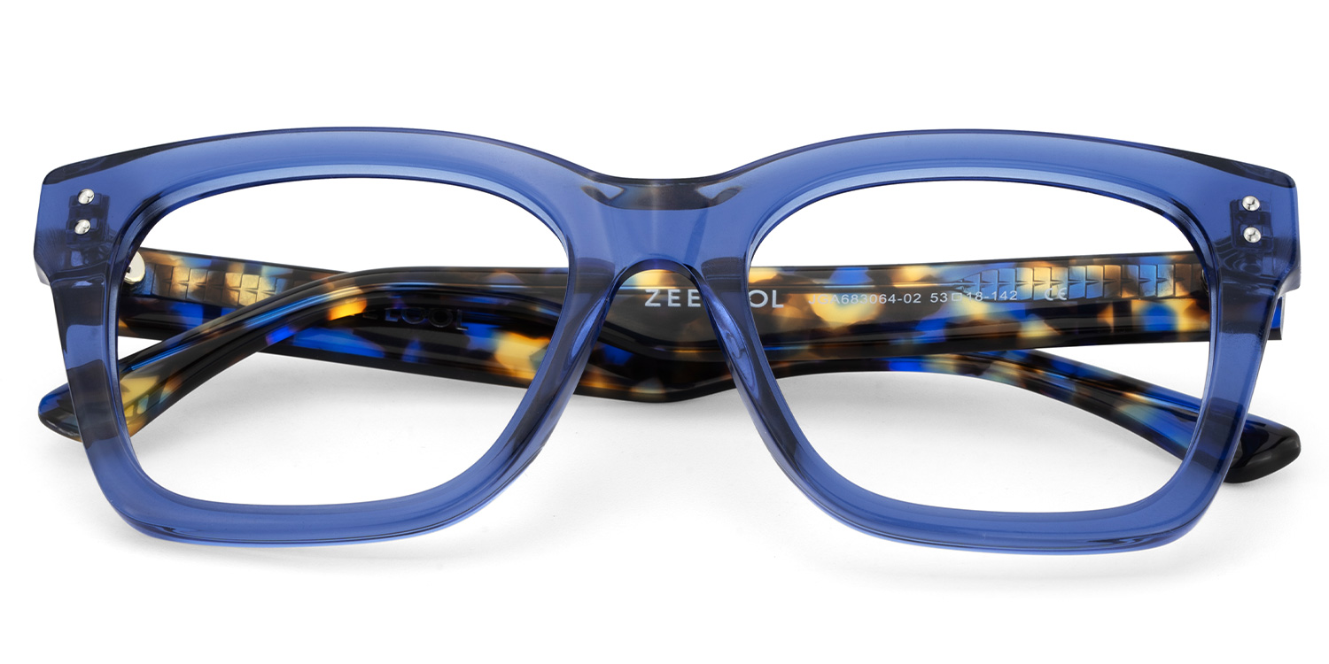 Gaydeh Transparent Blue Glasses With Rectangle Shape | ZEELOOL UK2