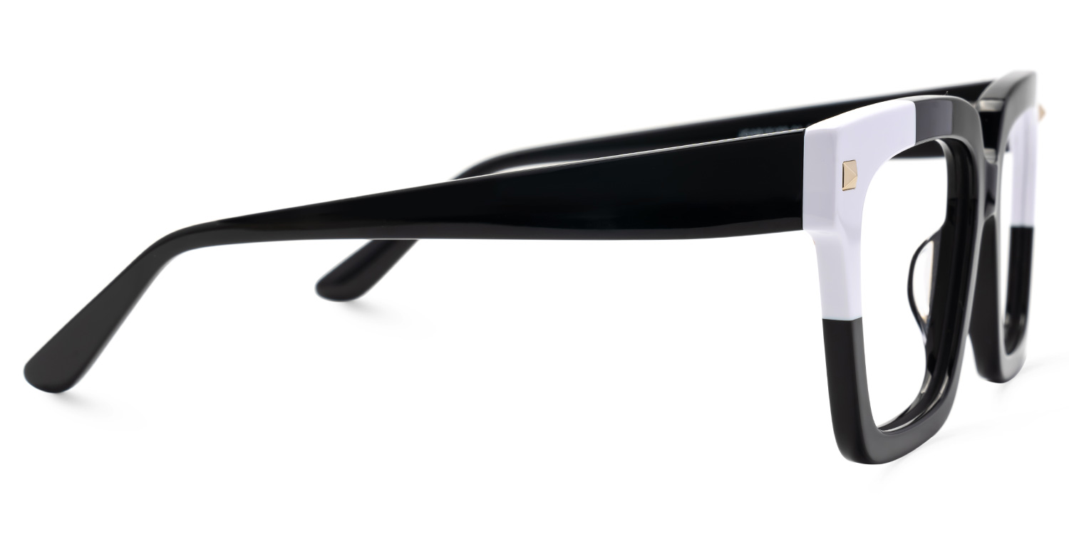 Glendalis Square Black and White Frames for Glasses  | ZEELOOL UK2