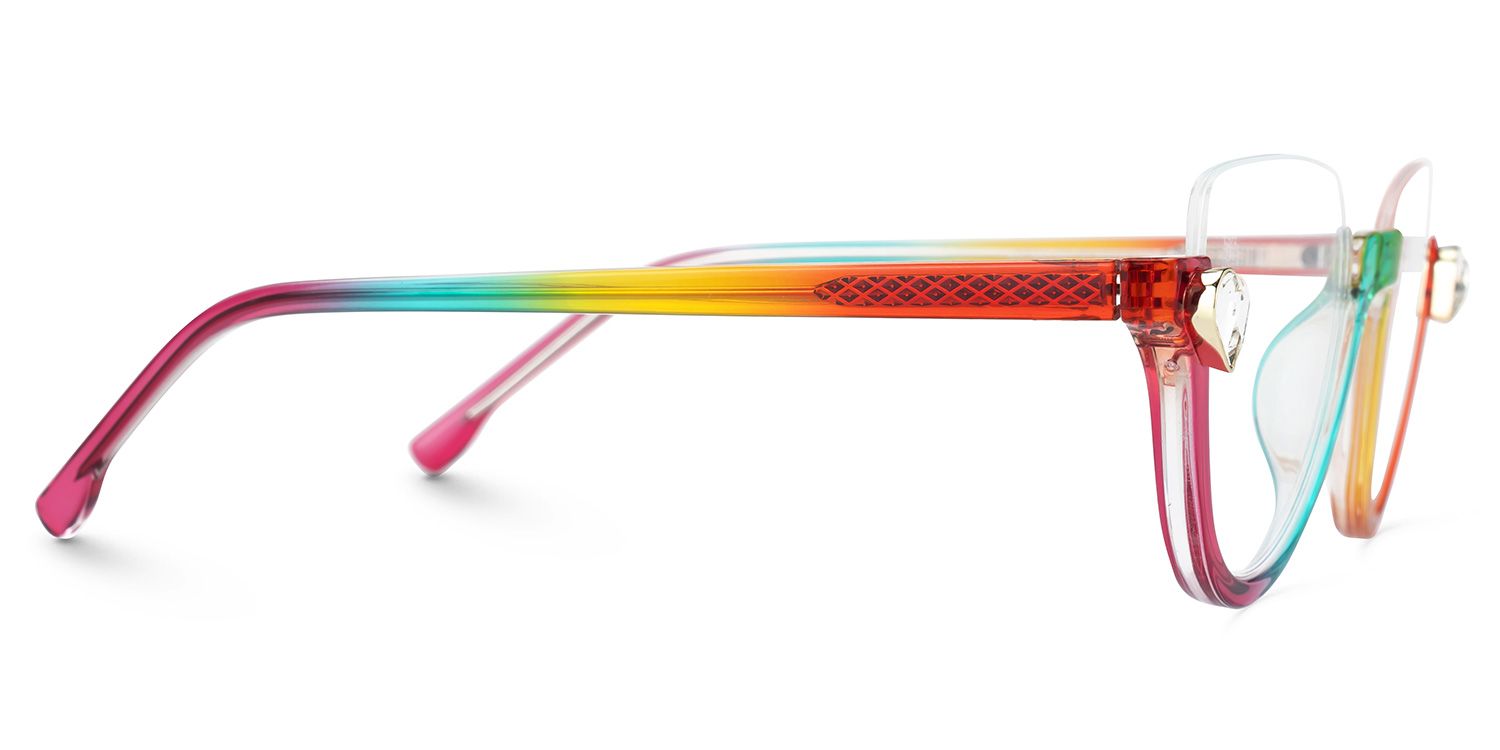 Felicia Cat-eye Clear Multicolor Half Frame Glasses2