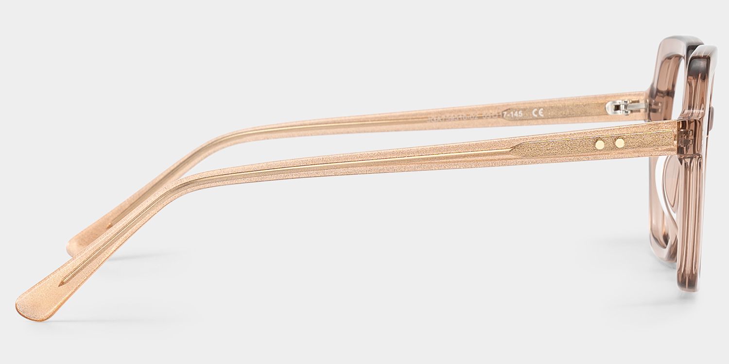 Devon Geometric Clear Beige Glasses with Sparkling Grey Orange Frame| ZEELOOL3