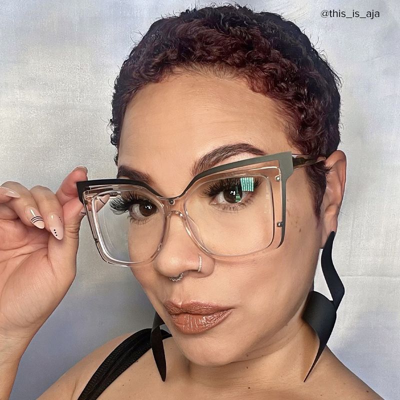 Twolla Square Beige Glasses and Black Edge Frame5