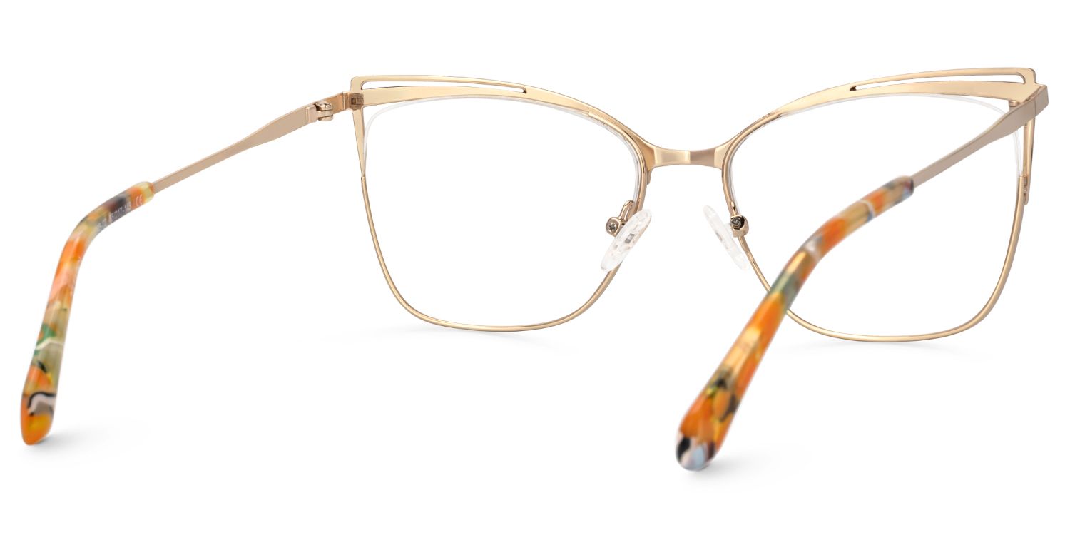 Darian Gold Frame Eyeglasses Men's in Semi-rimless | ZEELOOL UK3