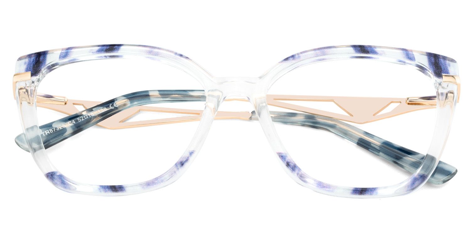 Cateye Shape Blue Light Blocking Glasses with Blue Pattern2