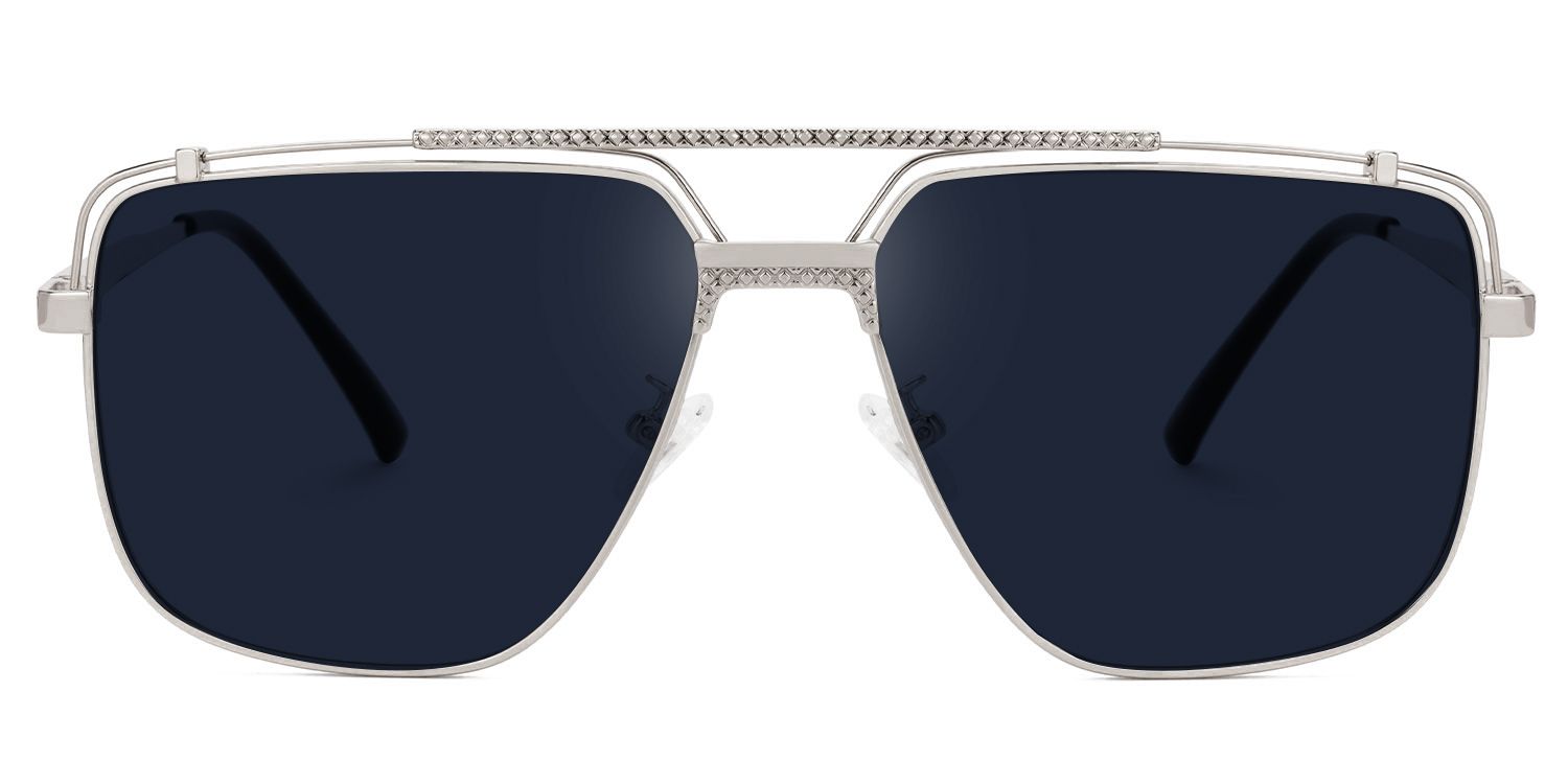 Arellano Metal Matte Silver Frame Sunglasses with Aviator Shape | ZEELOOL UK0