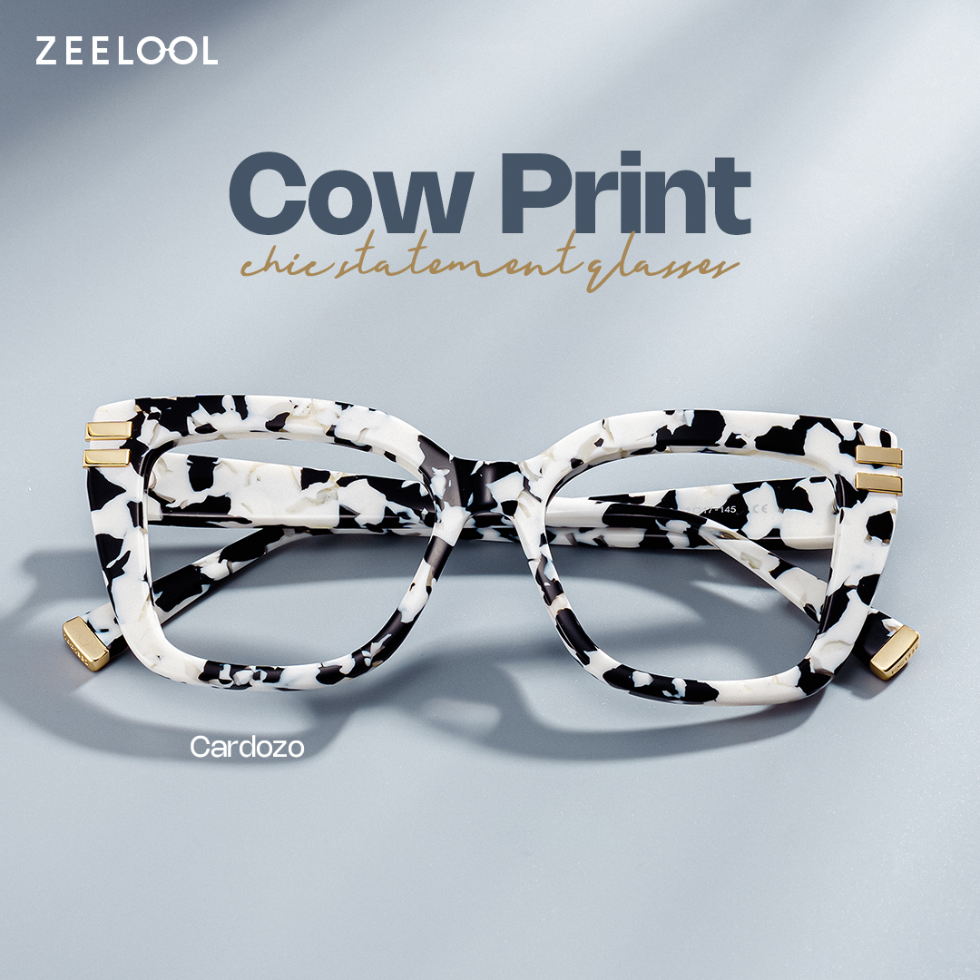 Cow Print Glasses with Square Frames0
