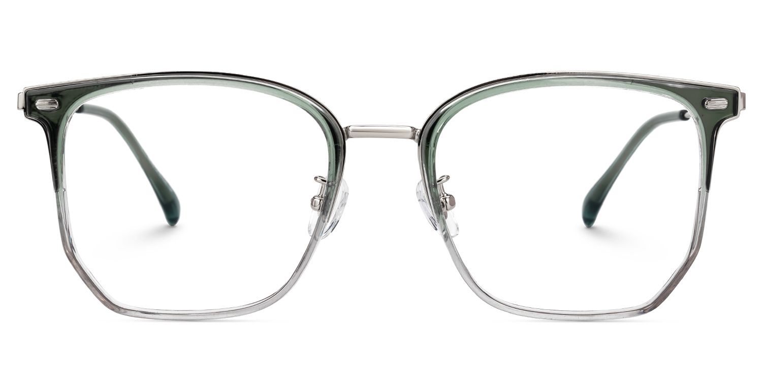 Roque Mixed-material Geometric Green Frame Glasses | ZEELOOL UK0