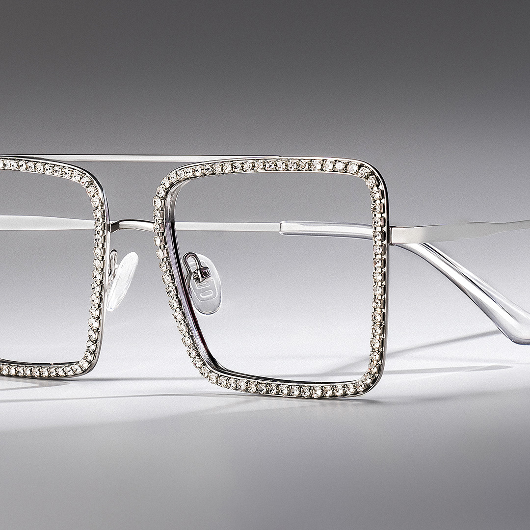 Diva Square Silver Glasses