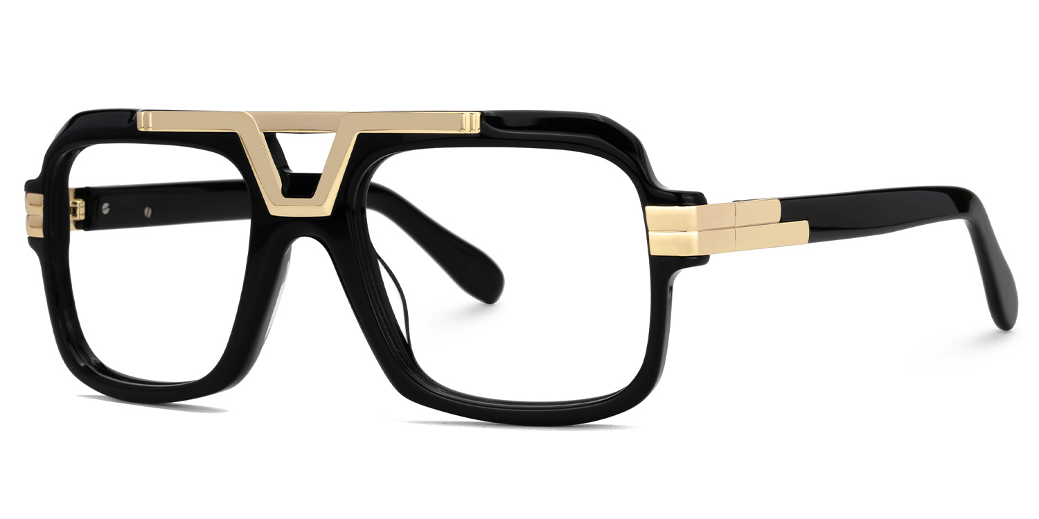 Croswell Acetate Aviator Black Frame Glasses | ZEELOOL UK1