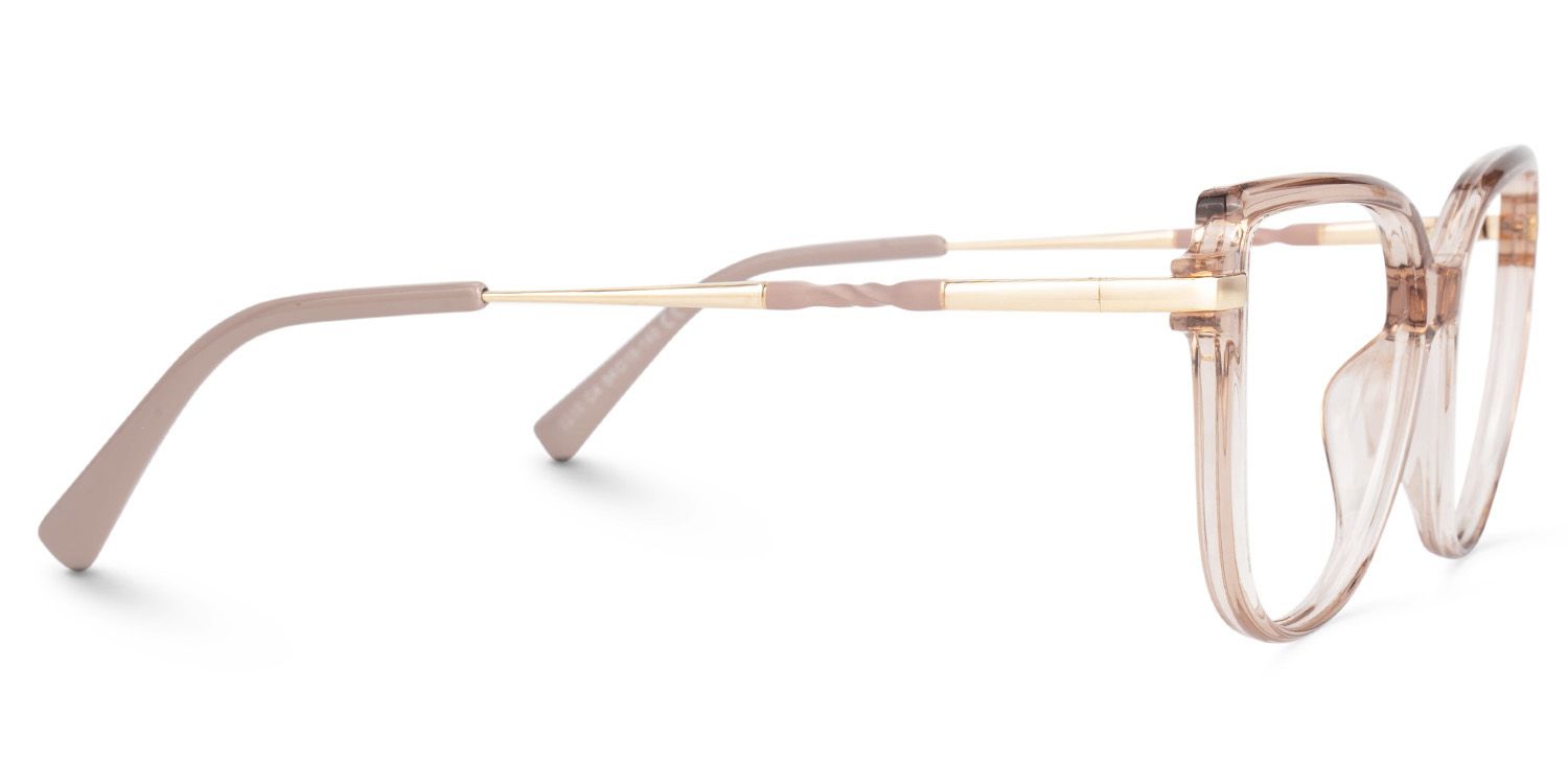 Eisan Thin Beige Eyeglass Frames with Cateye | ZEELOOL UK2