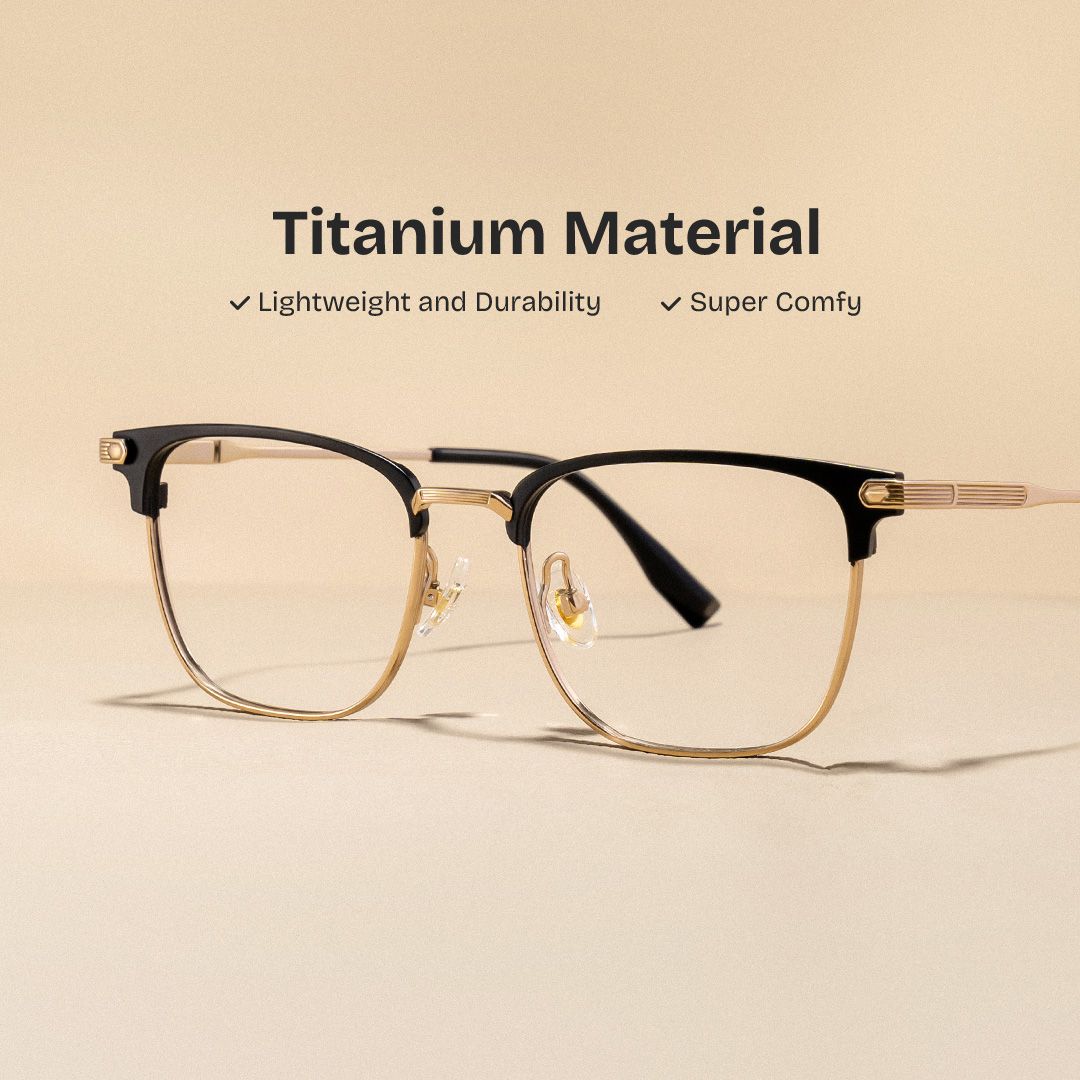 Men's Titanium Eyeglass Frames with Browline Shape0